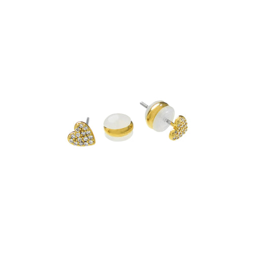 18K Gold Dainty Diamond Heart Studs