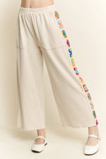Mineral Washed Crochet Trim Pants: Natural
