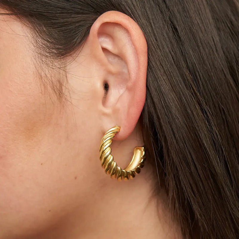 Gold Braided Hoops: Big
