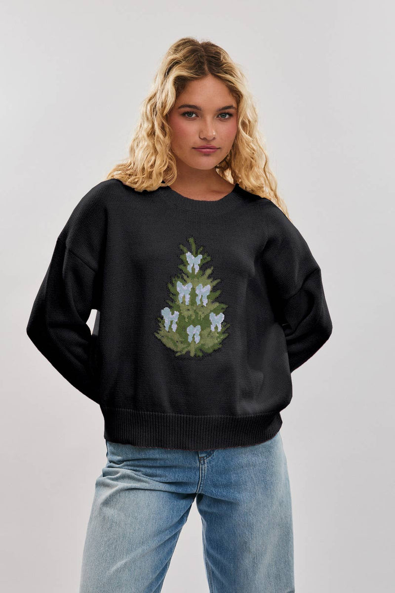 Dainty Coquette Christmas Tree Sweater