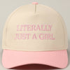 Literally Just A Girl Embroidery Two Tone Trucker Hat: LAVENDER / ONE SIZE