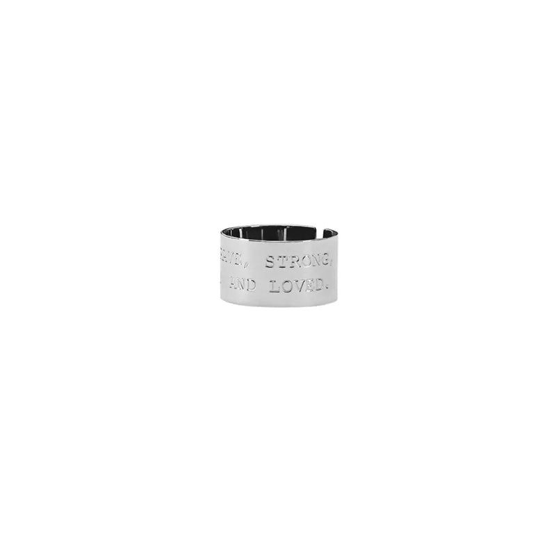 Waterproof Silver Brave, Strong, Worthy Ring