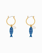 Sea Life Marine Blue Fish Earrings