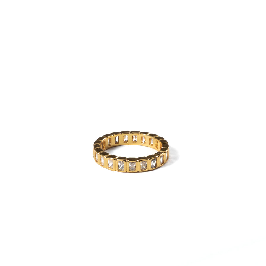 18K Gold Tennis Emerald Cut Ring