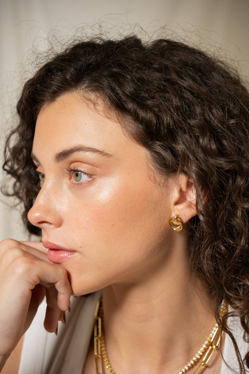 18k Gold Looped Duo Studs