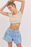 4 Button High Rise Flare Shorts