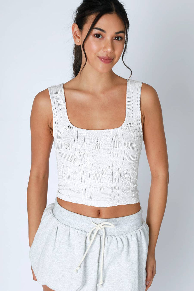 Nikibiki Double Lace Square Crop Top