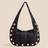 Metallic Sphere Studded Soft Hobo Shoulder Bag