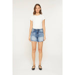 Mica Super High Rise Raw Hem Mid Length Shorts
