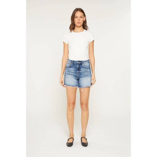 Mica Super High Rise Raw Hem Mid Length Shorts
