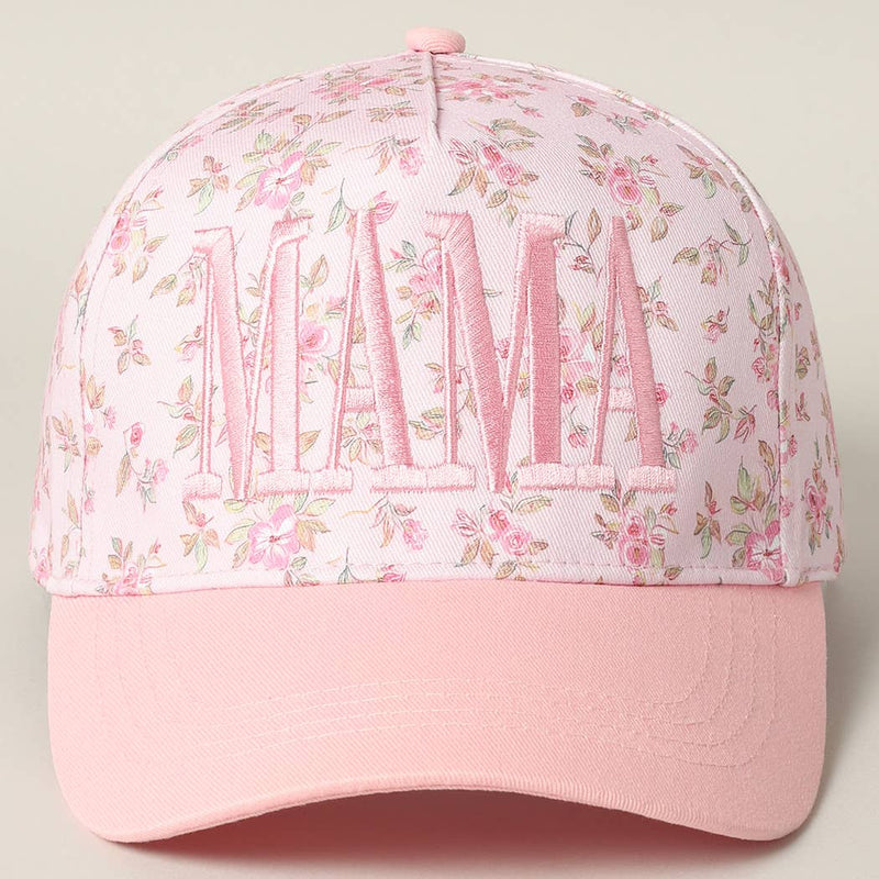 MAMA Embroidered Flower PatternTrucker Hat