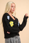 Hand Made 3D Floral Applique Knit Cardigan