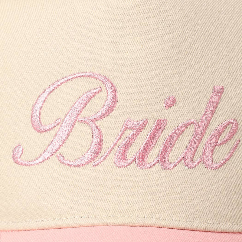 Bride Text Embroidery Two-Tone Trucker Hat: Pink / ONE SIZE