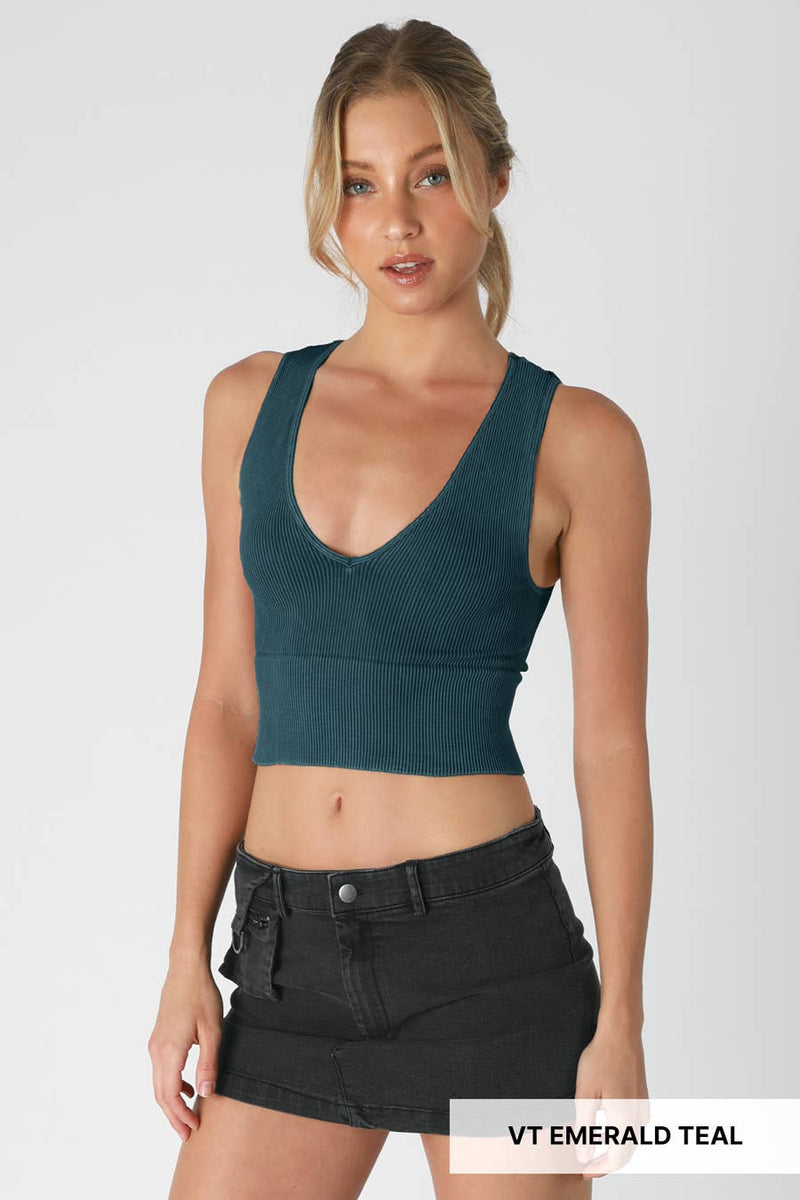 Nikibiki Vintage Plunge V-Neck Seamless Crop Top