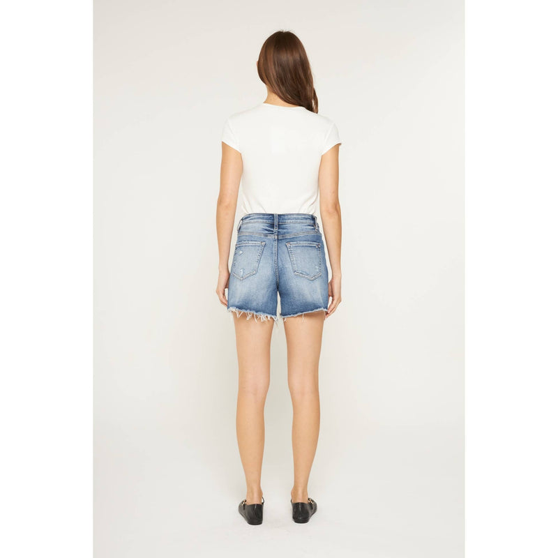 Mica Super High Rise Raw Hem Mid Length Shorts