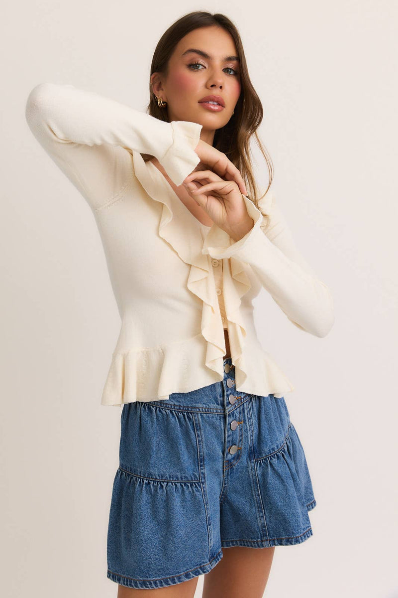 Frosted Flirt Ruffle Sweater