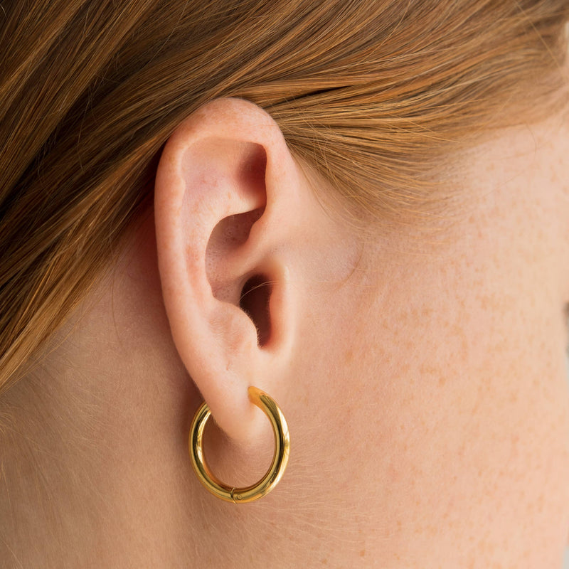 Waterproof 16mm Gold Basic Hoops