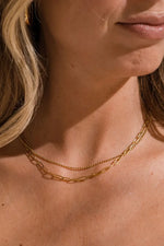 Waterproof Gold Paperclip Layered Choker