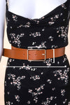 Faux Leather Rectangle Cutout Buckle Fashion Belt