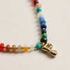 Colorful Beaded Necklace with Gold Letter Charm - 16 Assorted Pack