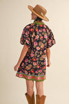 COLLARED BUTTON DOWN FLORAL MINI DRESS MDR4309