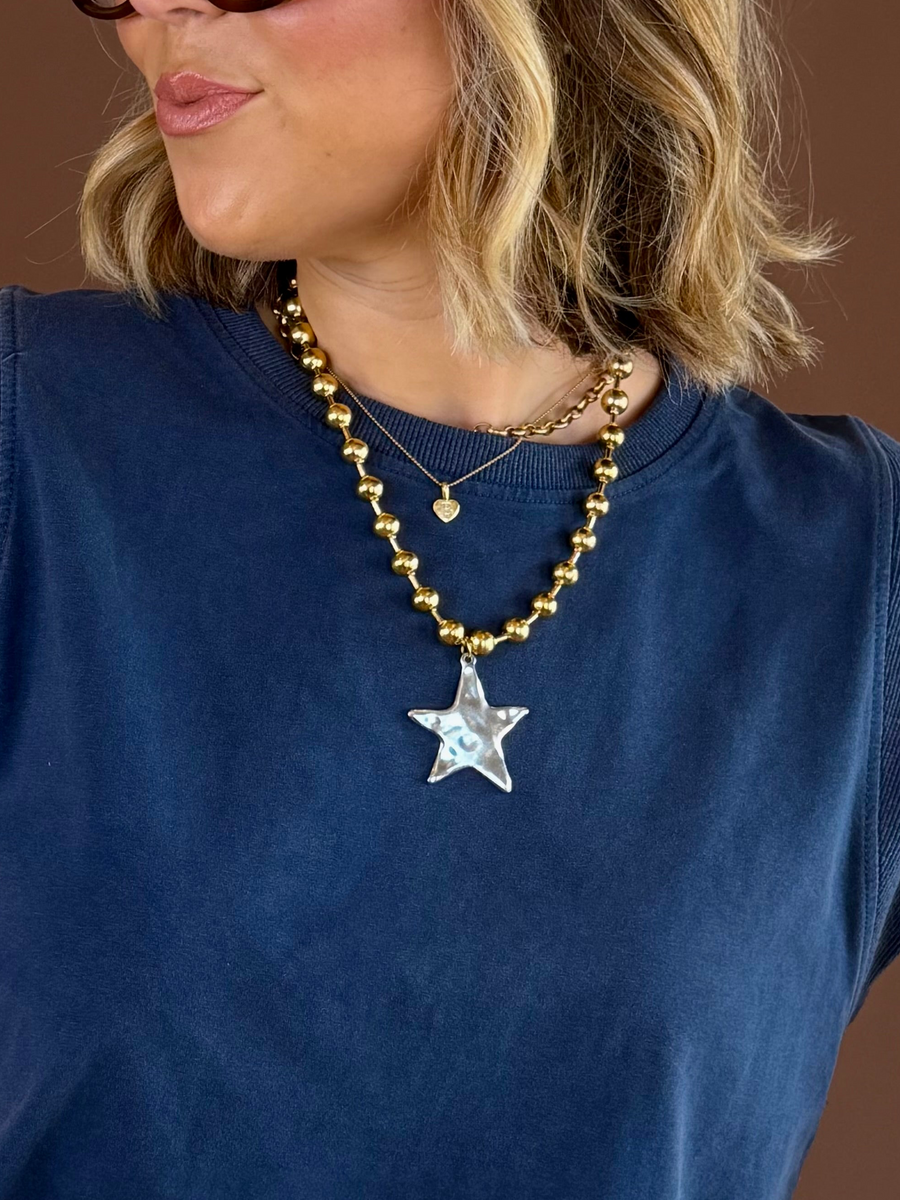 Two Tone Star Necklace