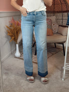 judy blue mid rise wide leg release hem jean