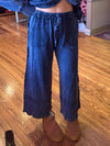 Bohème Mineral Wash Wide Leg Pants: Navy