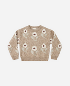 RYLEE + CRU Aspen Sweater Fawn Flower featuring fawn children's sweater with flower jacquard