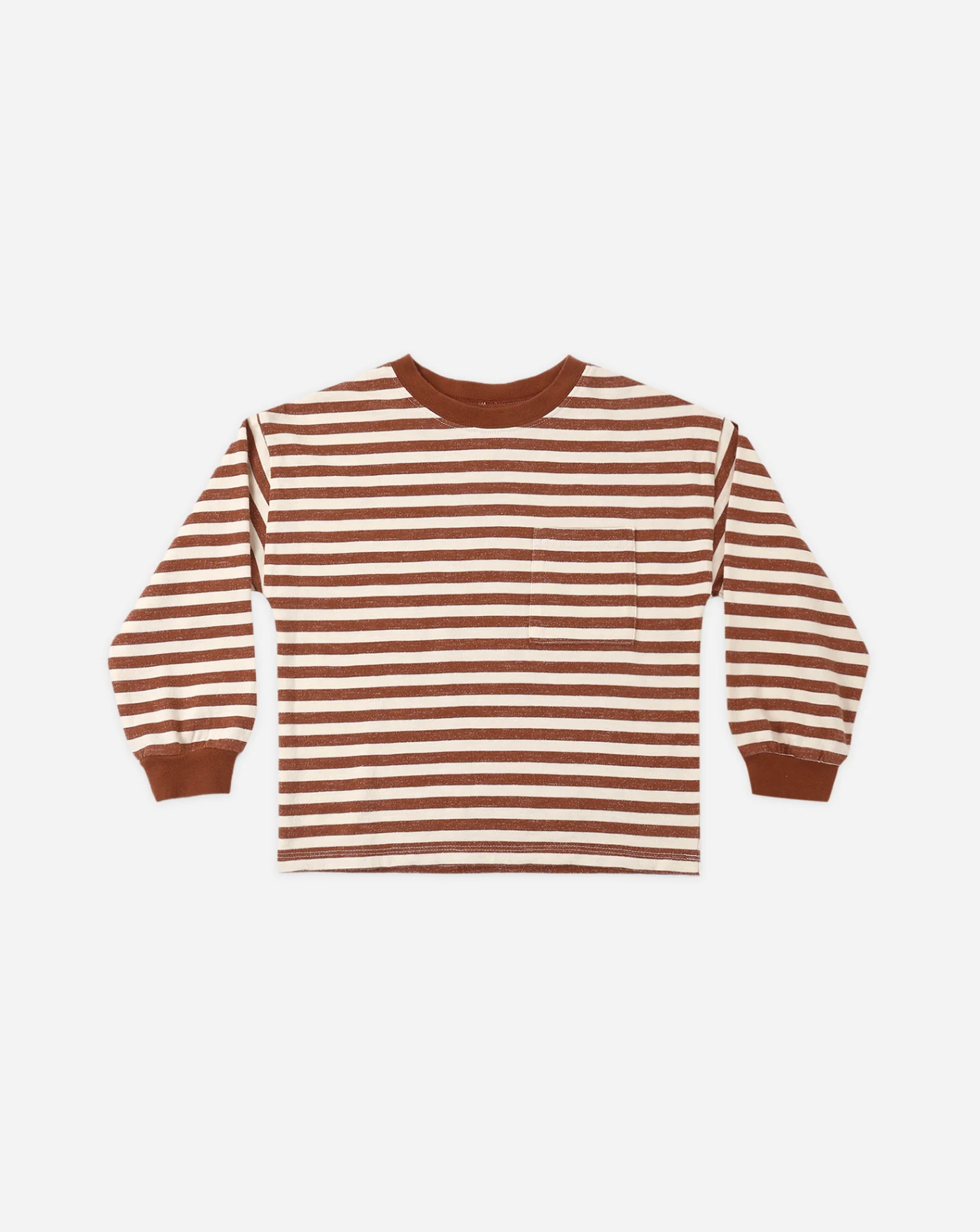 RYLEE & CRU Relaxed Long Sleeve Tee: Brick Stripe children's boutique clothing at The AllyCatWalk Boutique