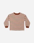 RYLEE & CRU Relaxed Long Sleeve Tee: Brick Stripe children's boutique clothing at The AllyCatWalk Boutique