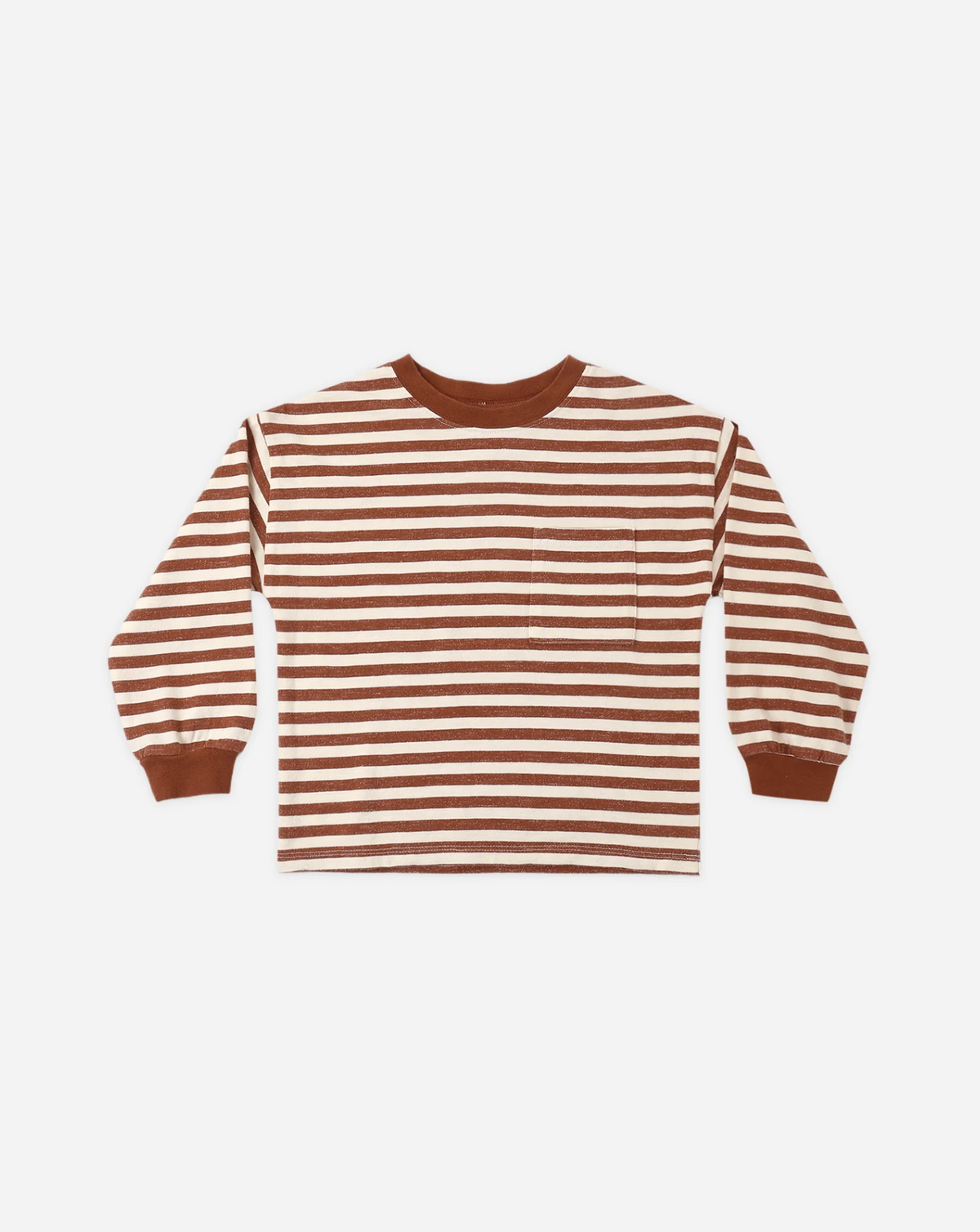 RYLEE & CRU Relaxed Long Sleeve Tee: Brick Stripe children's boutique clothing at The AllyCatWalk Boutique