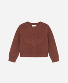 RYLEE & CRU Scallop Cardigan Brick featuring brick colored children's scallop cardigan with button front