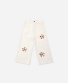 RYLEE & CRU Straight Leg Pants Natural Daisy Patches featuring natural denim children's straight leg pants with daisy patches