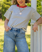 Striped Baby tee, americana, fourth of july, patriotic tee shirt