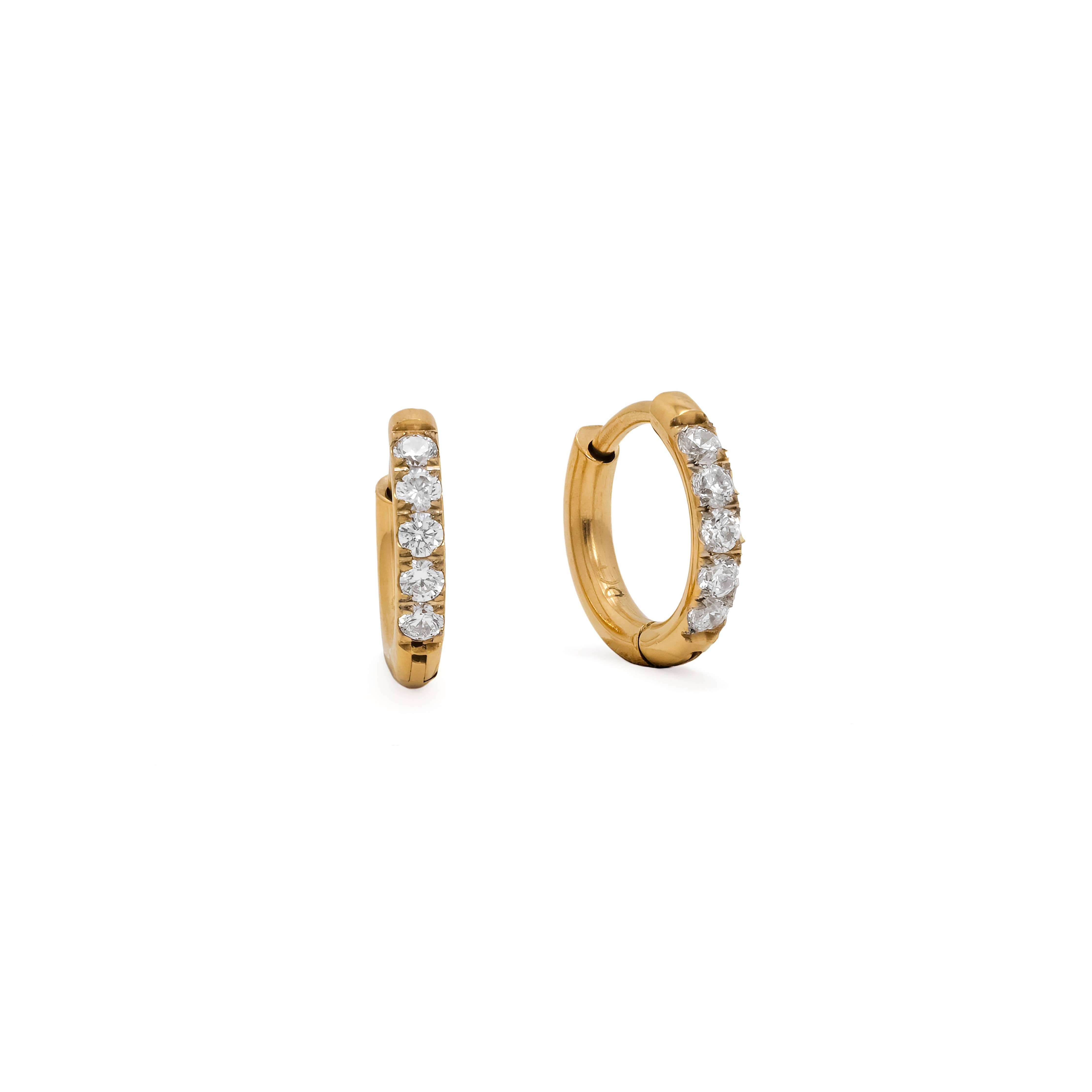 Waterproof 11mm CZ huggie hoop earrings women's waterproof jewelry at The AllyCatWalk Boutique