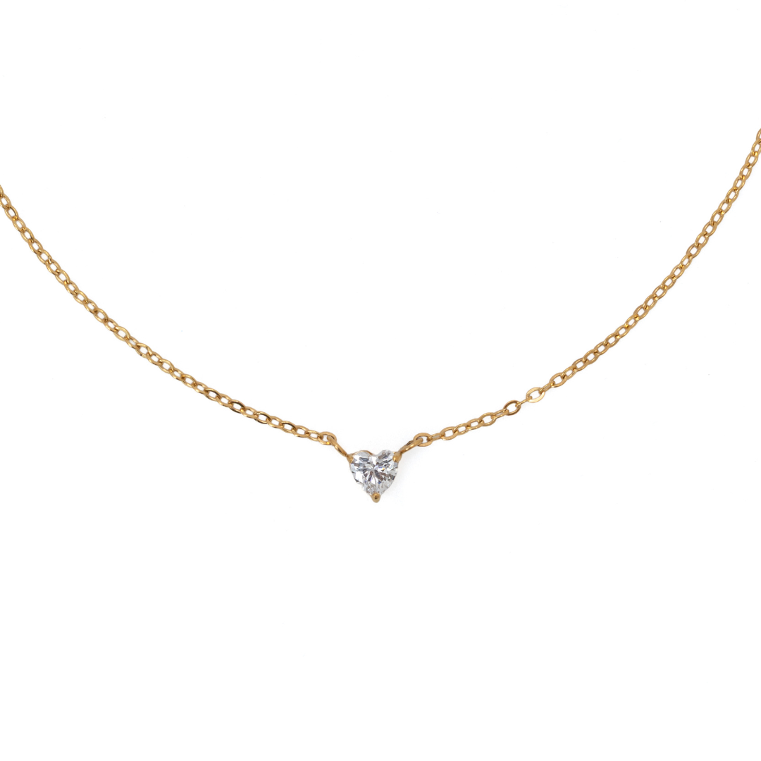 Waterproof 4mm Heart Solitaire Necklace women's waterproof jewelry at The AllyCatWalk Boutique
