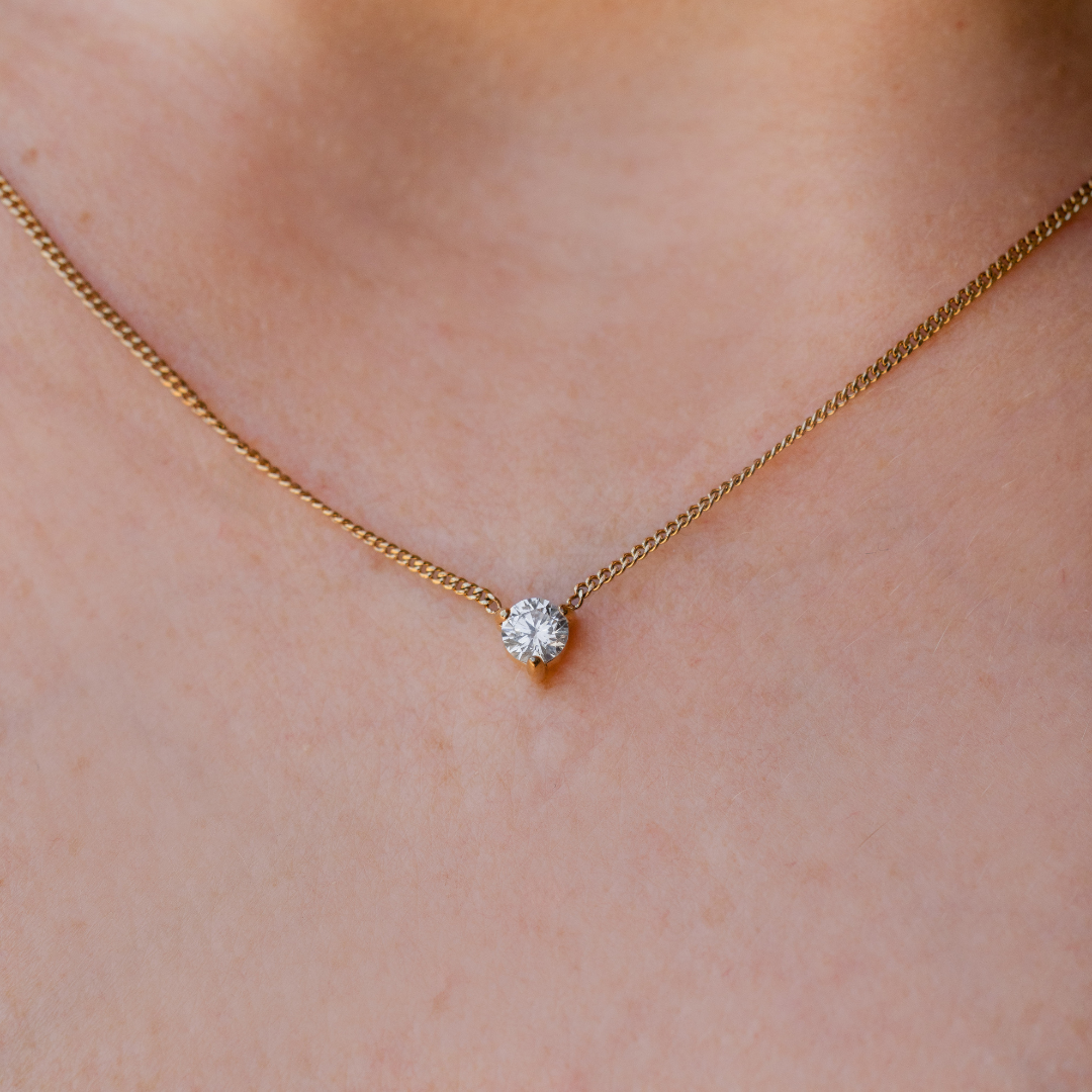 Waterproof 4mm Round Brilliant 5A CZ Solitaire Necklace women's waterproof jewelry at The AllyCatWalk Boutique