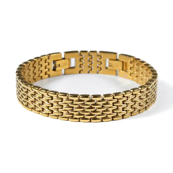 Waterproof Chunky Yellow Gold Bracelet women's waterproof jewelry at The AllyCatWalk Boutique