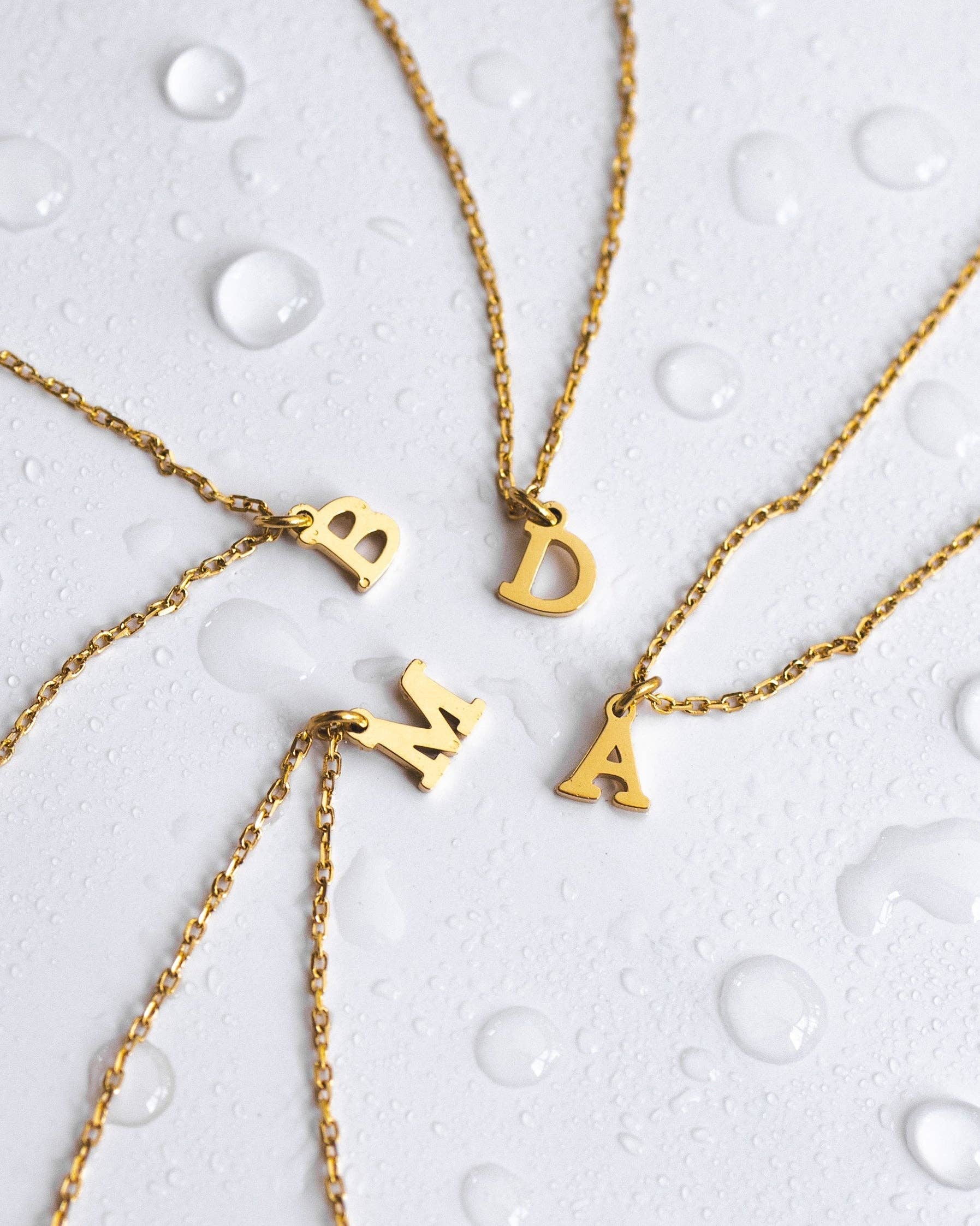 Waterproof Dainty Gold Initial Necklace women's waterproof jewelry at The AllyCatWalk Boutique