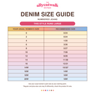Judy Blue High Waist Trouser Wide Leg Jeans 31-inch inseam runs-large women’s numbered and plus-size denim conversion chart