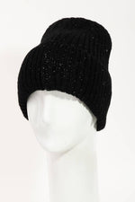 Ribbed Knitted Beanie: Black