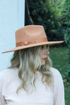 Ribbon Strap Flat Brim Hat: Mocha Brown