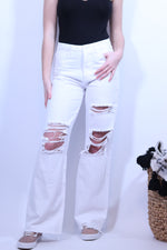 White Distressed 90's Vintage Flare