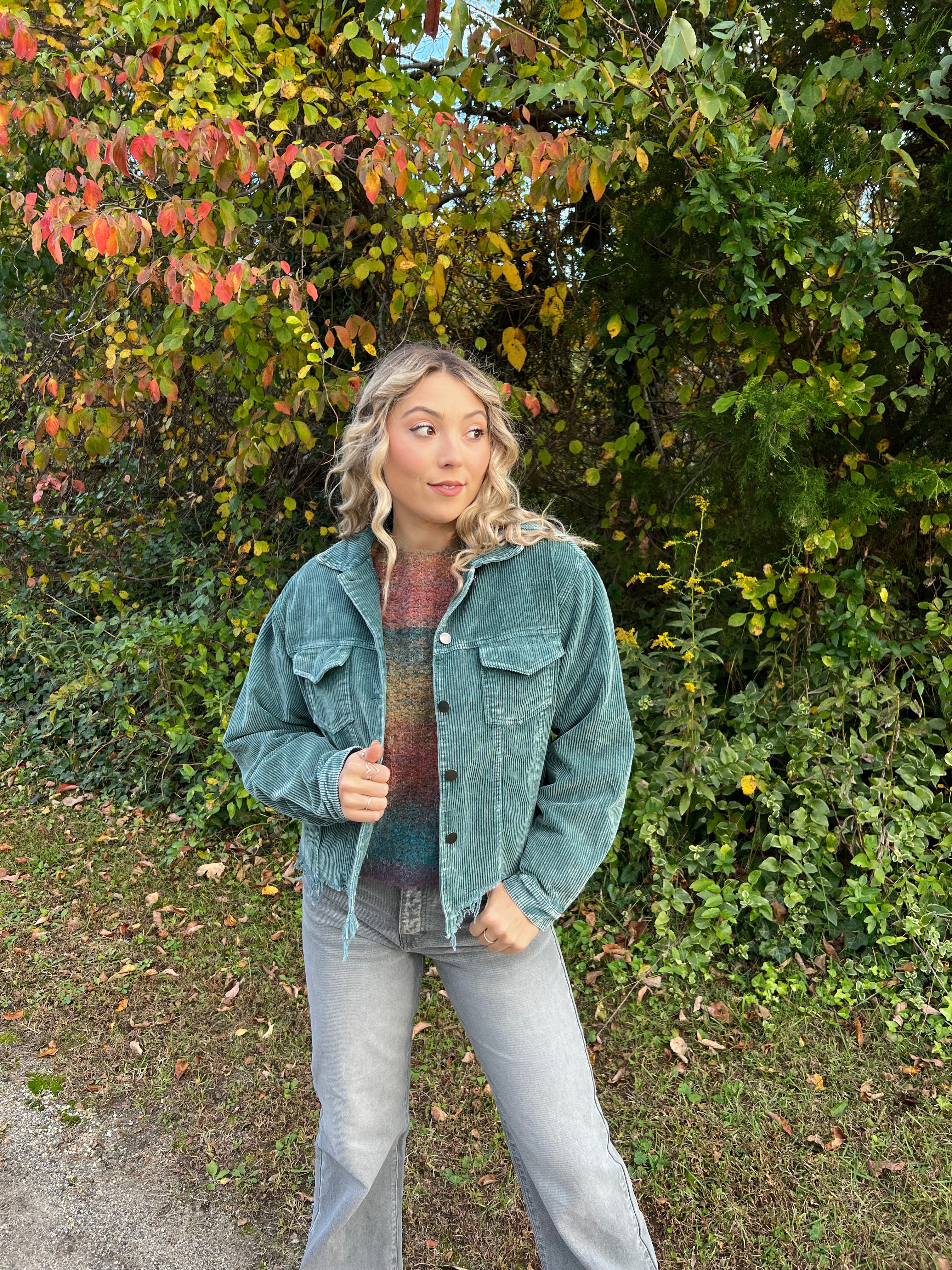 DOORBUSTER: POL Distressed Cotton Corduroy Shacket: Multiple Colors ...