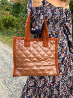 Patent Quilted Sherpa Tote