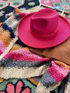 Ribbon Bow Tie Fedora Hat: Fuschia